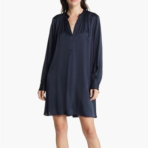 Treasure & Bond Deep V-Neck Satin Shirtdress Size L